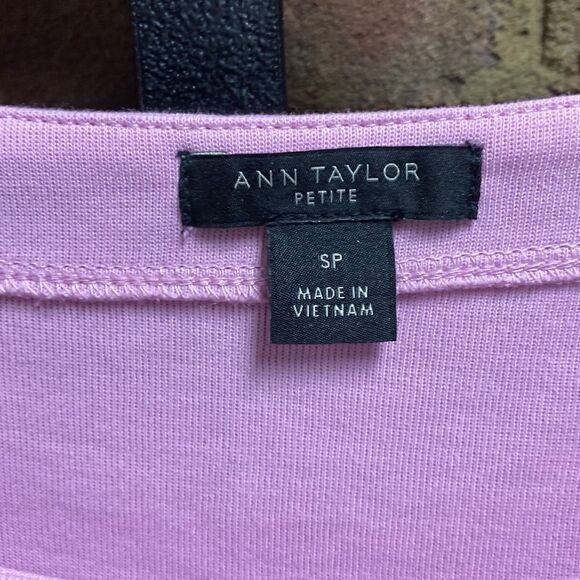 Ann Taylor Pink Embroidery Sleeve Crewneck Top Size Small Petite NEW - Picture 5 of 6